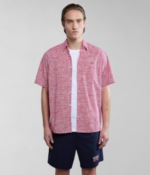 Chemises Napapijri Ronge Short Sleeve Shirt Homme Rouge | 8671LCUHZ