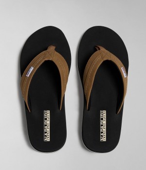 Claquette Napapijri Elm Flip-Flops Homme Marron | 0937MPONJ