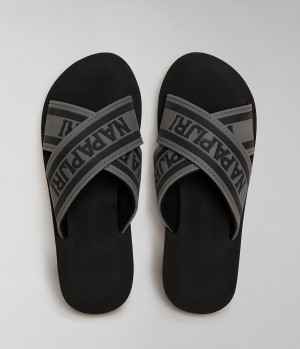 Claquette Napapijri Stick Sliders Femme Noir | 0182SCZGF