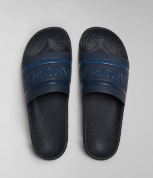 Claquette Napapijri Stream Sliders Homme Bleu Foncé | 0498ZYNIV