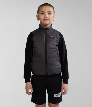 Gilet Napapijri Santafe Vest (4-16 YEARS) Enfant Grise Foncé | 3081YLUFD