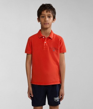 Polos Napapijri Elbas Short Sleeve Polo Shirt (4-16 YEARS) Enfant Orange | 3879MHFZP