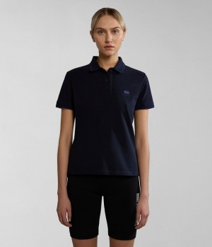 Polos Napapijri Nina Short Sleeve Polo Shirt Femme Bleu Foncé | 2018LFVBS