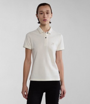 Polos Napapijri Nina Short Sleeve Polo Shirt Femme Blanche | 7419VQRFA