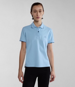 Polos Napapijri Nina Short Sleeve Polo Shirt Femme Bleu Clair | 7865OVTCS