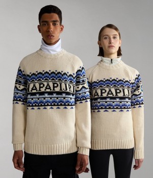 Pulls Napapijri Horlick Crew Neck Jumper Homme Blanche | 0873KMHOP