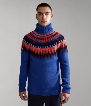 Pulls Napapijri Nathaniel Turtleneck Jumper Homme Bleu | 1689FUVES