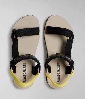 Sandale Napapijri Dahlia Sandals Femme Jaune Noir | 6478PSQLB