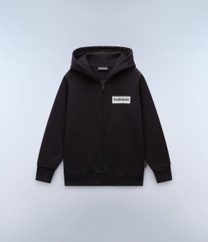 Sweat a Capuche Napapijri Chamois Full-Zip Hoodie (4-16 YEARS) Enfant Noir | 7650KYTGA
