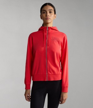 Sweat a Capuche Napapijri Ibarra Full-Zip Hoodie Femme Rouge | 9278FPQEG
