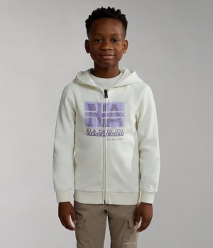 Sweats Napapijri Brunt Full-Zip Hoodie (4-16 YEARS) Enfant Blanche | 4186LZRCH