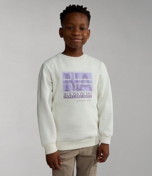 Sweats Napapijri Brunt Sweatshirt (4-16 YEARS) Enfant Blanche | 9824HPZRA
