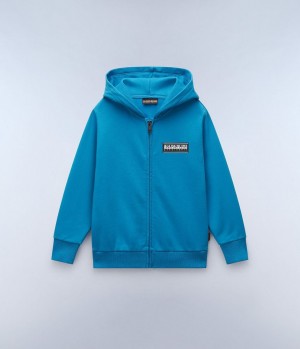 Sweats Napapijri Chamois Full-Zip Hoodie (4-16 YEARS) Enfant Bleu | 3205KETVW