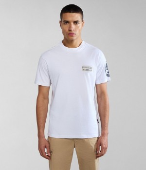 T Shirts Napapijri Amundsen Short Sleeve T-Shirt Homme Blanche | 5910FJCTI