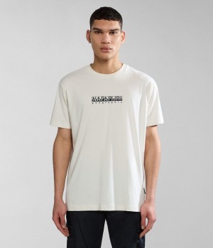 T Shirts Napapijri Box Short Sleeve T-Shirt Homme Blanche | 9165EKZXI