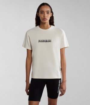 T Shirts Napapijri Box Short Sleeve T-Shirt Femme Blanche | 2405VQBZR
