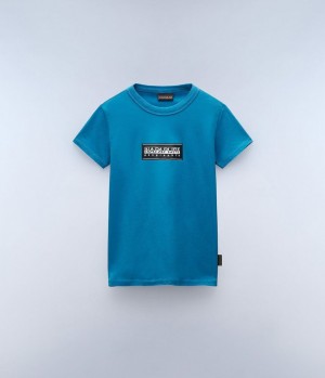 T Shirts Napapijri Chamois Short Sleeve T-Shirt (4-16 YEARS) Enfant Bleu | 4309IHLZV