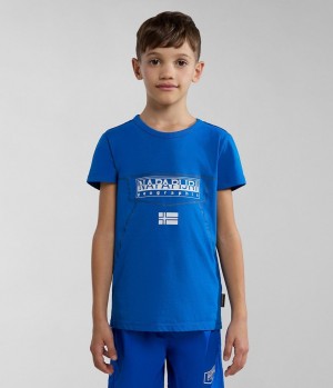 T Shirts Napapijri Cree Short Sleeve T-Shirt (4-16 YEARS) Enfant Bleu | 1549KZQTW