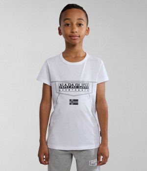 T Shirts Napapijri Cree Short Sleeve T-Shirt (4-16 YEARS) Enfant Blanche | 8071VKIAM