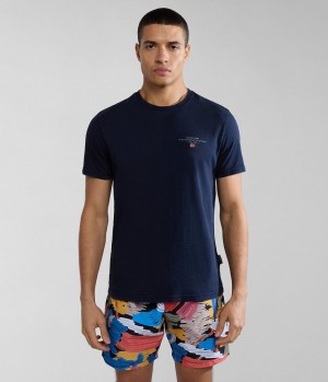 T Shirts Napapijri Elbas Short Sleeve T-Shirt Homme Bleu Foncé | 5427UCNYS