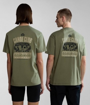 T Shirts Napapijri Gouin Short Sleeve T-Shirt Femme Vert | 0375UPVSD