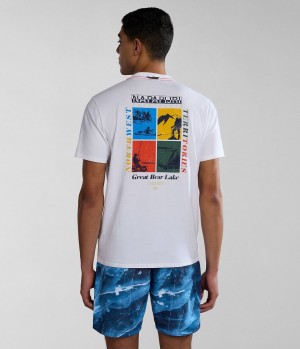 T Shirts Napapijri Gras Short Sleeve T-Shirt Homme Blanche | 7892QSFYX