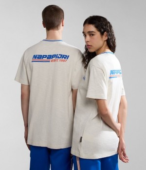 T Shirts Napapijri Grober Short Sleeve T-Shirt Femme Blanche | 6208JMDWG