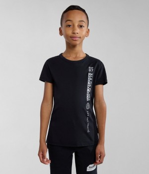 T Shirts Napapijri Hudson Short Sleeve T-Shirt (4-16 YEARS) Enfant Noir | 8751AWKBV