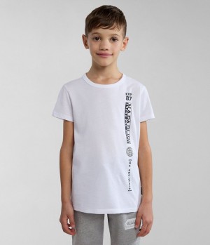 T Shirts Napapijri Hudson Short Sleeve T-Shirt (4-16 YEARS) Enfant Blanche | 5817ELIQZ