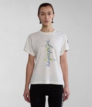 T Shirts Napapijri Keith Short Sleeve T-Shirt Femme Blanche | 4821ULWHI