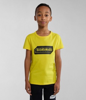 T Shirts Napapijri Kitik Short Sleeve T-Shirt (4-16 YEARS) Enfant Jaune | 0273FCPRL