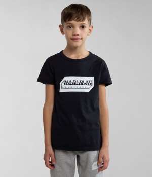 T Shirts Napapijri Kitik Short Sleeve T-Shirt (4-16 YEARS) Enfant Noir | 0574IHQJT