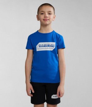 T Shirts Napapijri Kitik Short Sleeve T-Shirt (4-16 YEARS) Enfant Bleu | 0587GTCNO