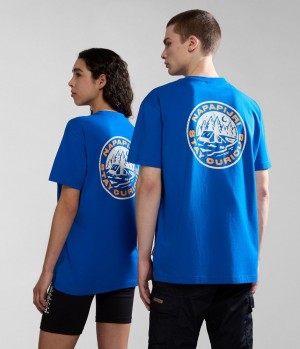 T Shirts Napapijri Kotcho Short Sleeve T-Shirt Femme Bleu | 0531DSXAC