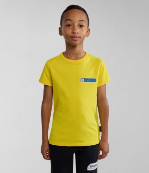 T Shirts Napapijri Liard Short Sleeve T-Shirt (4-16 YEARS) Enfant Jaune | 8645EBKOY