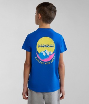 T Shirts Napapijri Liard Short Sleeve T-Shirt (4-16 YEARS) Enfant Bleu | 6384TFEJK