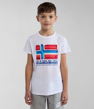 T Shirts Napapijri Liard Short Sleeve T-Shirt (4-16 YEARS) Enfant Blanche | 6948SHVNY