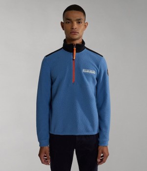 Toison Napapijri Anderby Half-Zip Fleece Homme Bleu | 3765LHMOP