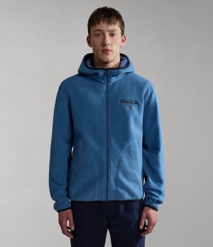 Toison Napapijri Ayas Full-Zip Fleece Hoodie Homme Bleu | 1240CKYUM