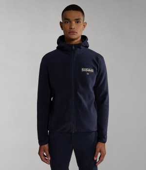 Toison Napapijri Ayas Full-Zip Fleece Hoodie Homme Bleu Foncé | 6045QHCAT