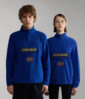 Toison Napapijri Burgee Half-Zip Fleece Femme Bleu | 4657CJLUO