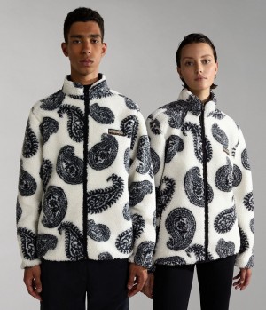 Toison Napapijri Paisley Full-Zip Fleece Femme Blanche | 8763MBONH
