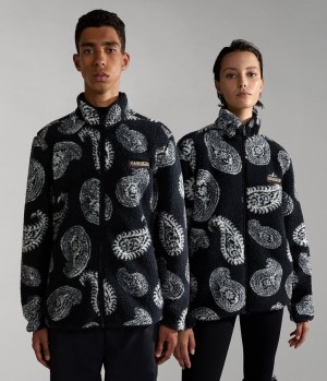 Toison Napapijri Paisley Full-Zip Fleece Homme Noir | 8097BFIHN