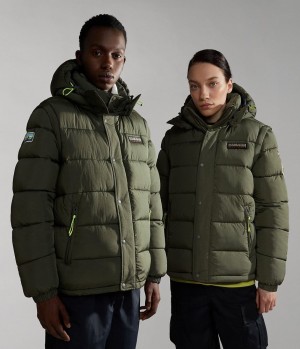 Veste Puffer Napapijri Rick Puffer Jacket Femme Kaki Vert | 6297MALIV