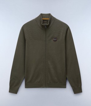 Zip Jumpers Napapijri Derri Full-Zip Jumper Homme Vert | 0472QENMA
