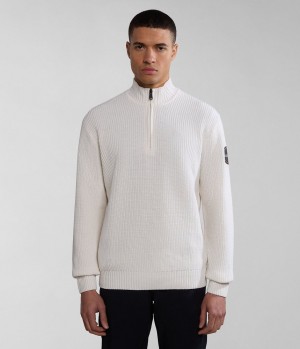 Zip Jumpers Napapijri Gwich Half-Zip Jumper Homme Blanche | 6075MKEVU