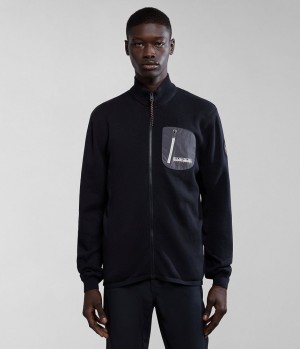 Zip Jumpers Napapijri Huron Full-Zip Jumper Homme Noir | 0294DVHEM